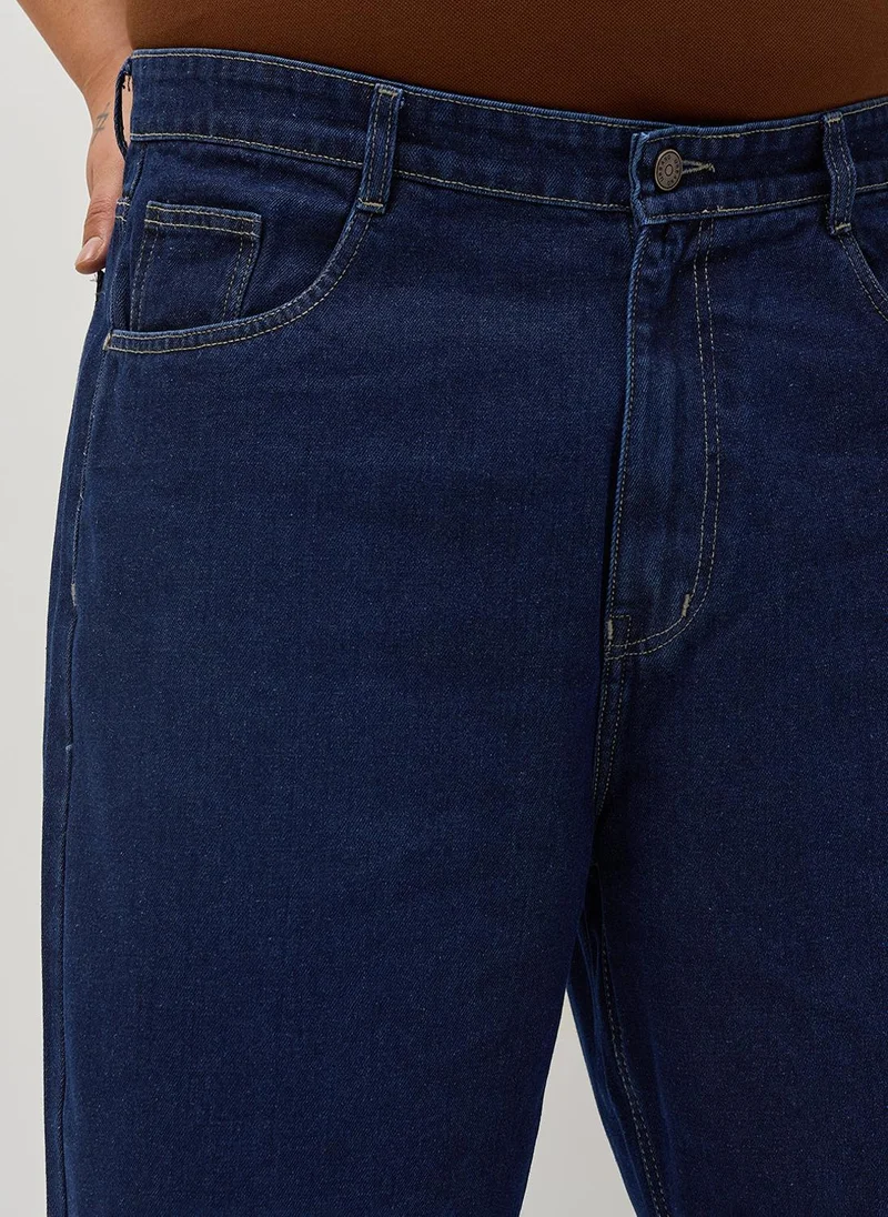 Urbano Fashion  Urbano Plus Men's Dark Blue Loose Baggy Fit Washed Denim Jeans Non-Stretchable for Men | Best Price UAE